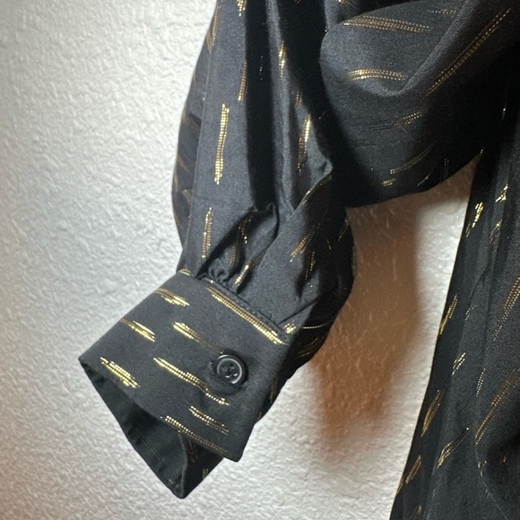 NWT ZARA Women’s Black and Gold Metallic Shirt Dress Size XL - Picture 9 of 10